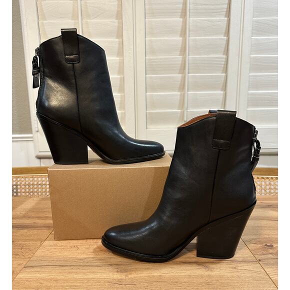 Sarto By Franco Sarto A-Germaine Ankle Boot Black Leather Size 11 Sleek Western - Picture 9 of 12